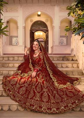 MAROON VELVET LEHENGA EMBROIDERY WORK 3