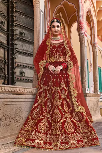 MAROON VELVET LEHENGA EMBROIDERY WORK