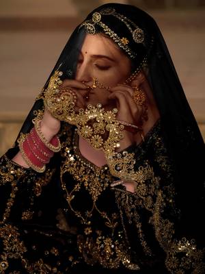 BLACK VELVET LEHENGA EMBROIDERY WORK 5