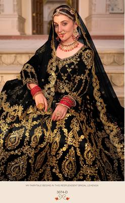 BLACK VELVET LEHENGA EMBROIDERY WORK 6
