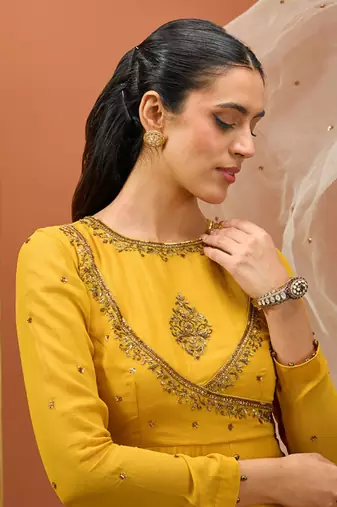 Mustard anrakali set