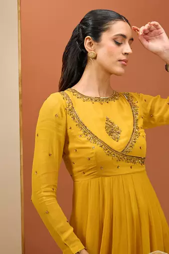 Mustard anrakali set