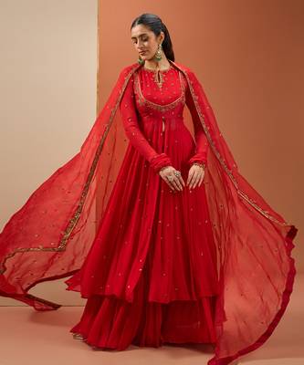 Red anarkali set 1