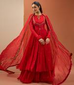 Red anarkali set