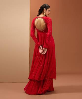 Red anarkali set 2