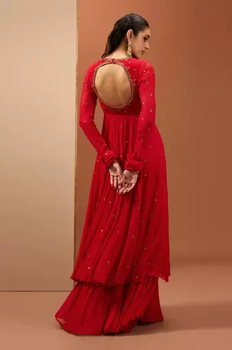 Red anarkali set