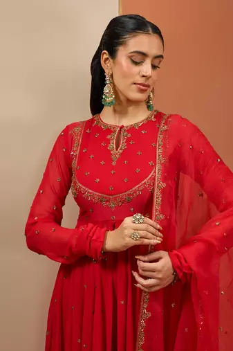 Red anarkali set