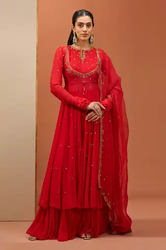 Red anarkali set
