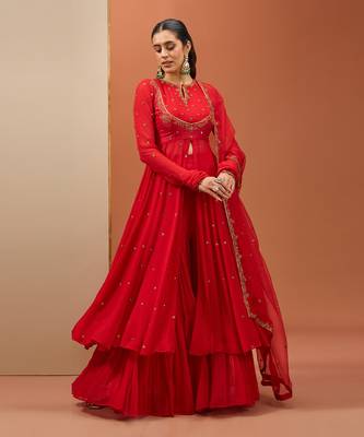 Red anarkali set 5
