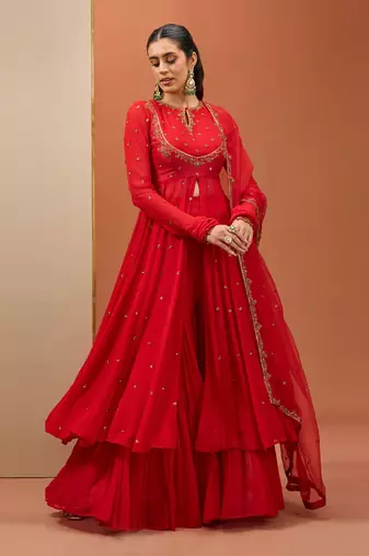 Red anarkali set