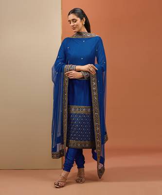 Blue straight kurta set 1