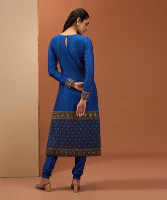 Blue straight kurta set 3