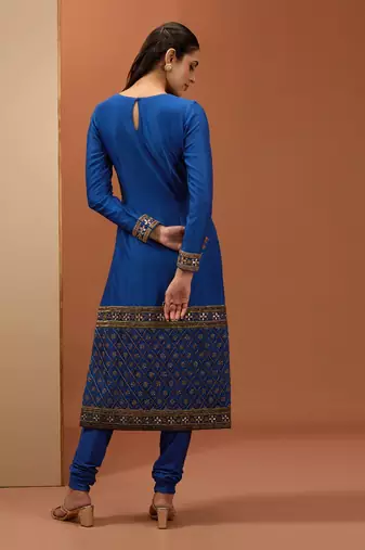 Blue straight kurta set