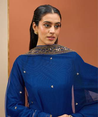 Blue straight kurta set 4