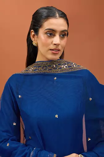 Blue straight kurta set