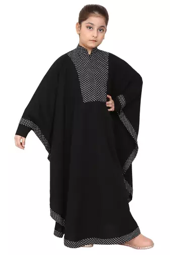 Black indo classic kaftan for kids