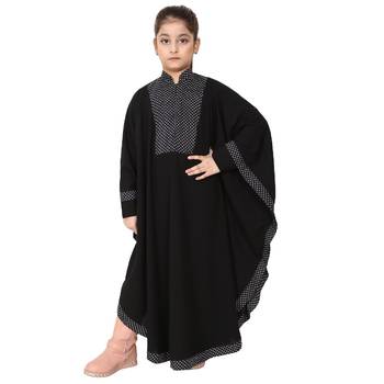 Black indo classic kaftan for kids 3