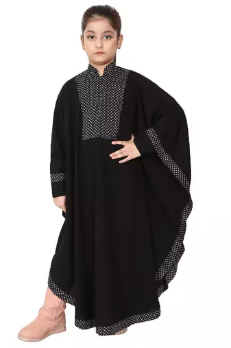Black indo classic kaftan for kids