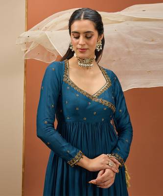 Blue angrakha anarkali set 2