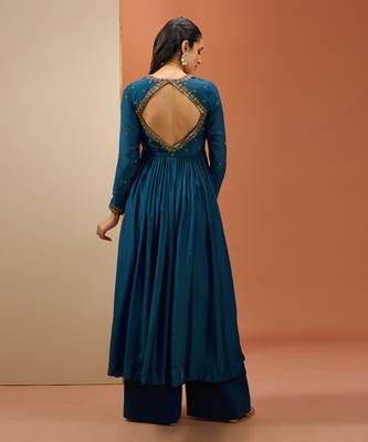 Blue angrakha anarkali set 5