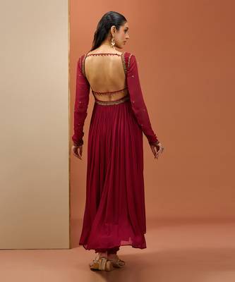 Mehroon anarkali set 2