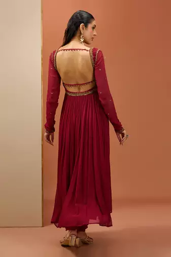 Mehroon anarkali set