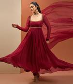 Mehroon anarkali set