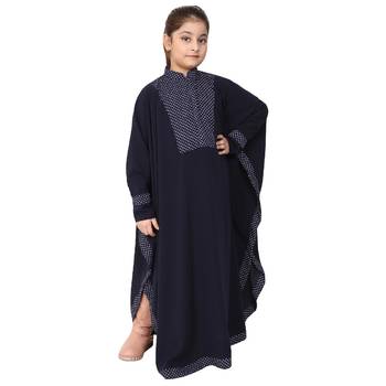 Navy blue indo classic kaftan for kids 3
