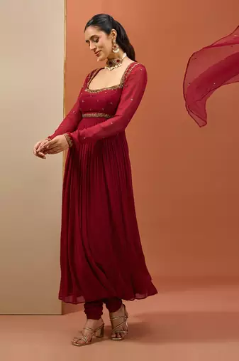 Mehroon anarkali set