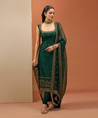 Emerald green long kurta set 1