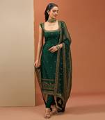 Emerald green long kurta set
