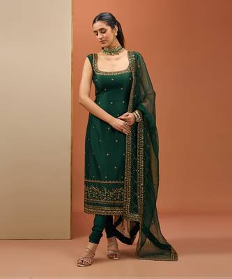 Emerald green long kurta set 4