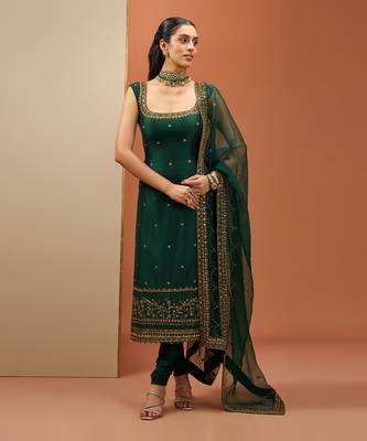 Emerald green long kurta set 5