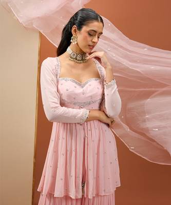 Baby pink peplum set 1