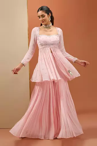 Baby pink peplum set