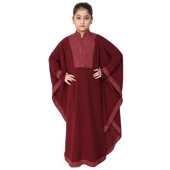Maroon indo classic kaftan for kids 2