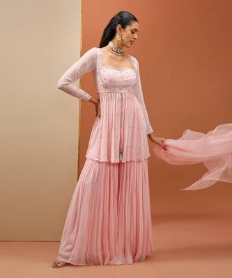 Baby pink peplum set 3
