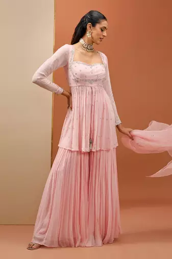 Baby pink peplum set