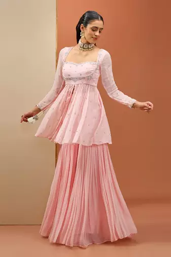 Baby pink peplum set