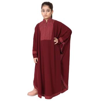 Maroon indo classic kaftan for kids 1