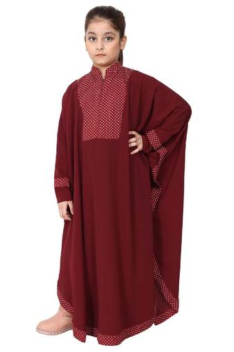 Maroon indo classic kaftan for kids
