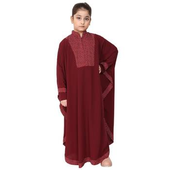 Maroon indo classic kaftan for kids 3