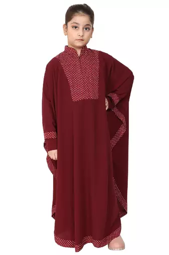 Maroon indo classic kaftan for kids