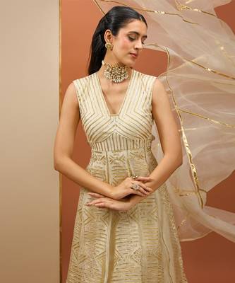 Offwhite golden lasses anarkali set 2