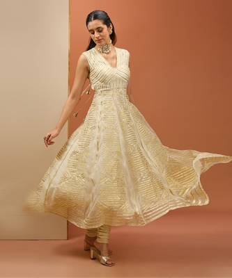 Offwhite golden lasses anarkali set 1