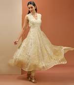 Offwhite golden lasses anarkali set