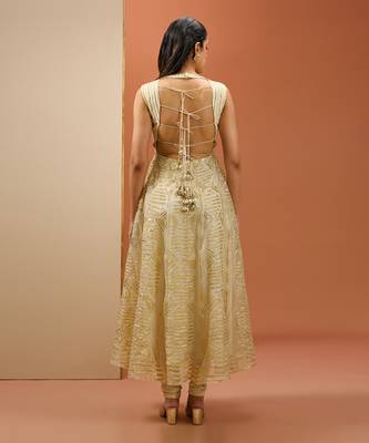 Offwhite golden lasses anarkali set 5