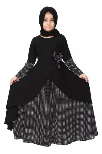 Asymmetrical dress for kids- black