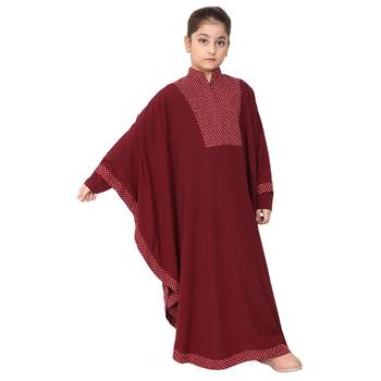 Maroon indo classic kaftan for kids 4