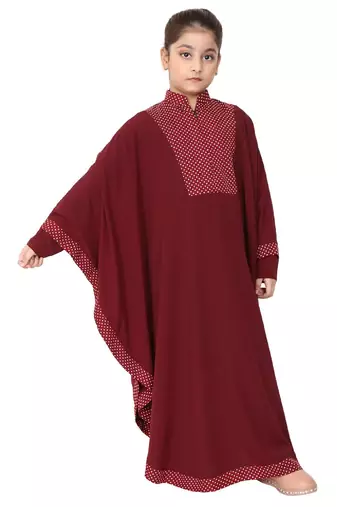 Maroon indo classic kaftan for kids